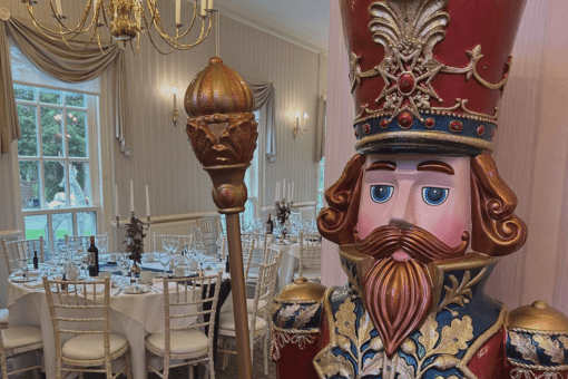 A Christmas nutcracker guarding the door to the dining room for Sunday lunches at De Courceys