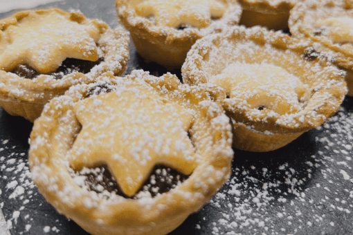 Sugar dusted homemade mince pies for Christmas